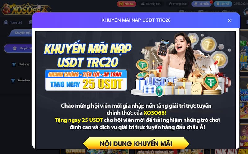 Tổng hợp khuyến mãi XOSO66 mới nhất – Nhận thưởng dễ dàng 1 Khuyến mãi XOSO66 về nạp tiền USDT